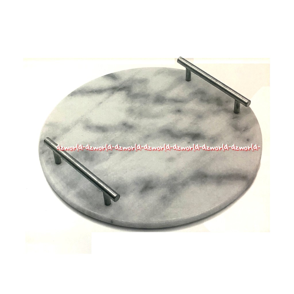 Krishome Round Marble Tray With Handle 30cm Baki Bahan Keramik Bulat