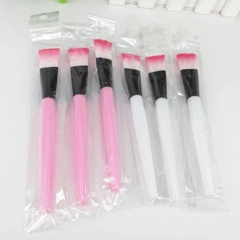 MurmerOfficial R033 Kuas Make Up Bulu Pink Putih Bening Brush Masker Alat Kosmetik Transparan Tools