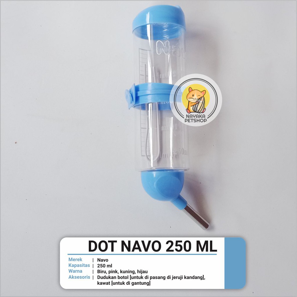 Navo 250 ml Dot Botol Tempat Minum Hewan Hamster Tupai Bajing Gerbil Sugar Glider Tikus