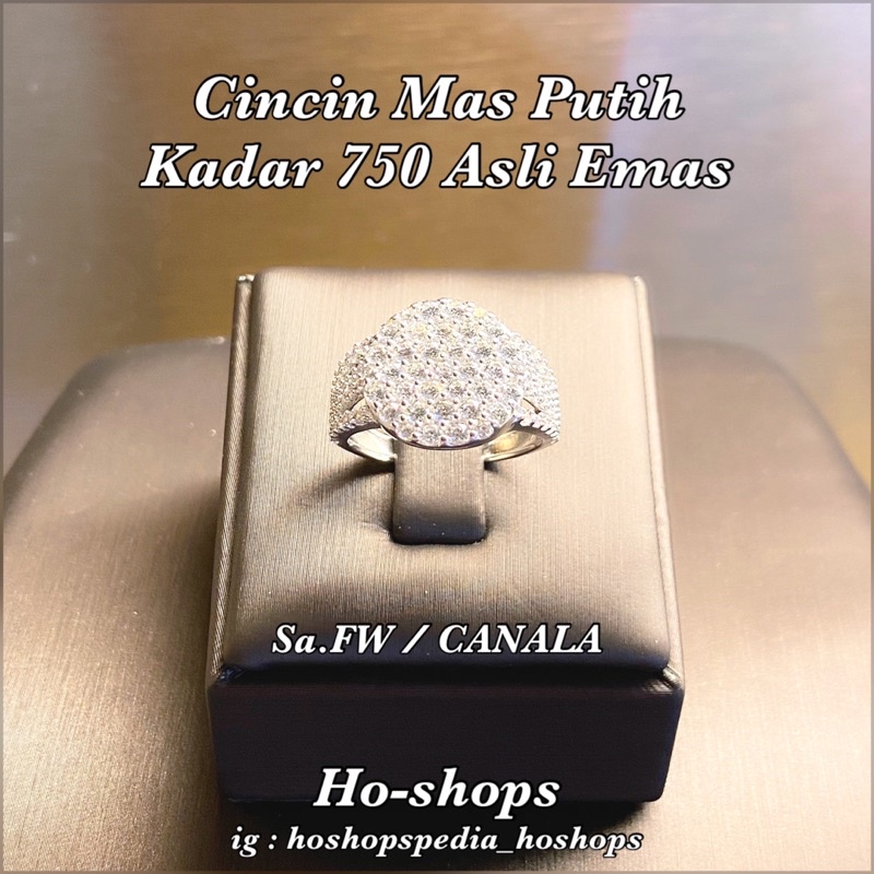 cincin mas putih kadar 750 asli emas size 13
