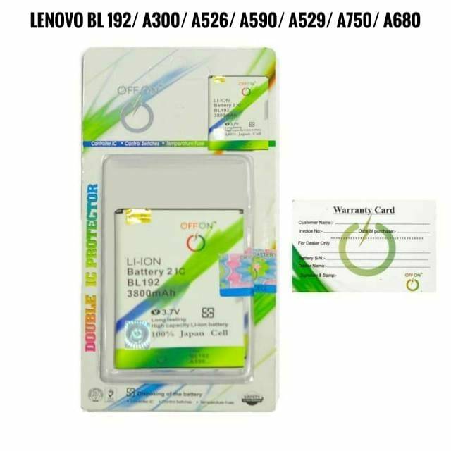 Baterai Batre Double Power Lenovo BL192 A300 A526 A590 A529 A750 A680 Battery Lenovo BL 192 A560