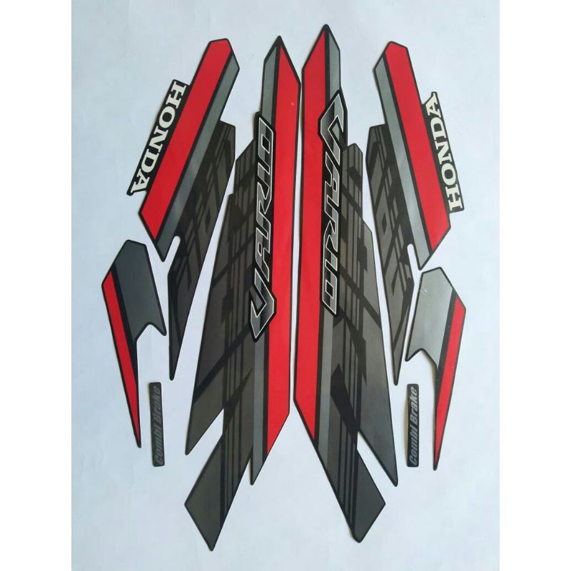 sticker list motor Vario 125 LED tahun 2017 bodi hitam corak merah