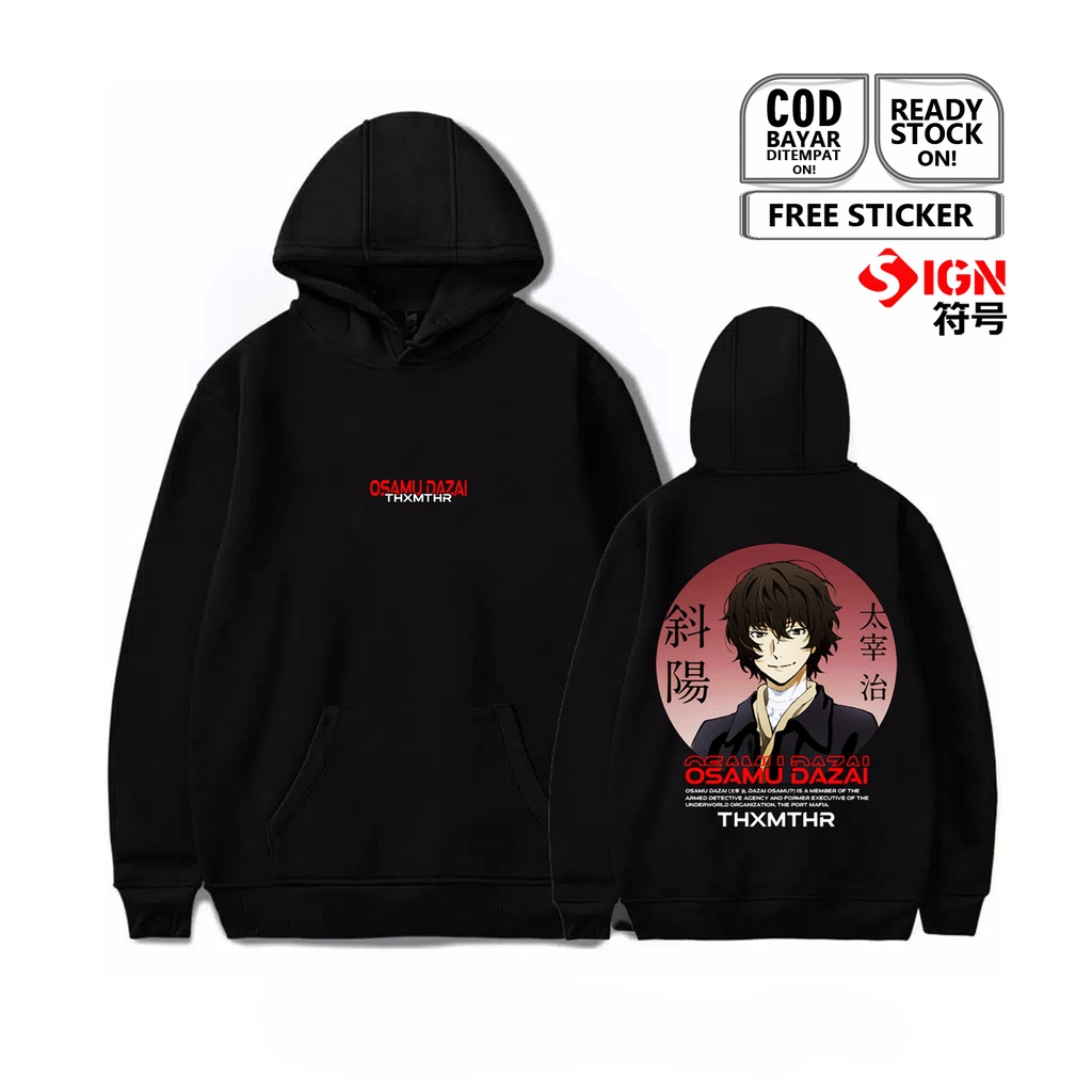 HOODIE OSAMU DAZAI BUNGO STRAY DOGS ANIME MANGA YUKICHI FUKUZAWA AKIKO KENZI NAOMI KYOMI CHUYA SIGN