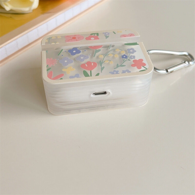 Case Silikon Motif Bunga Dengan Gantungan Kunci Untuk airpods pro 12 3 Generation