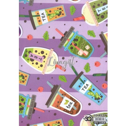 ( 5 Lembar ) KERTAS KADO SQ DOFF - GIFT WRAPPING PAPER BOBA KOREAN DESSERT STREET SNACK