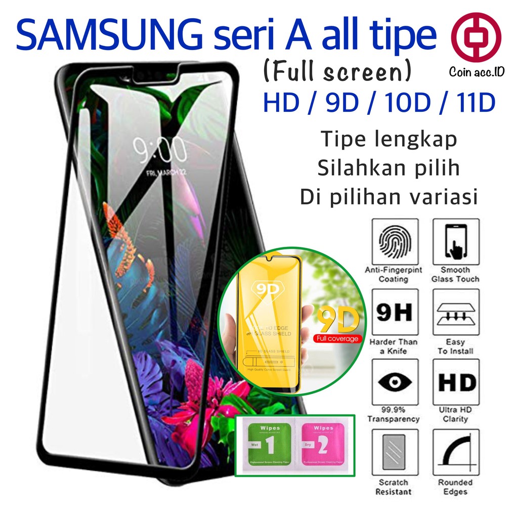 Tempered glass Full 9D SAMSUNG A21s/A11/A01 core/A10s/A10/A20s/A20/A30/A30s/A50/A50s/A70/A71/A80