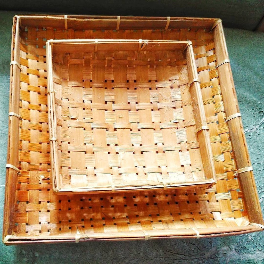 Piring Lalapan Bambu Kotak No 4 Wadah Makanan Snack Cemilan