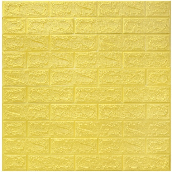 Promosi terlaris！！Wallpaper Dinding 3D bata busa Stiker Foam Motif bata waterproff murah Wallpaper dinding-ZW-8 Kuning