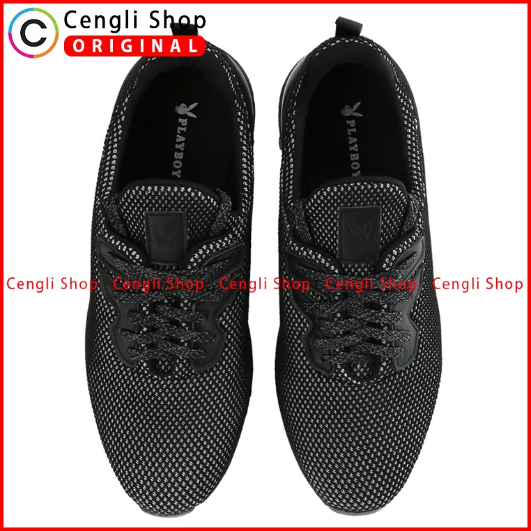 SEPATU PLAYBOY PRIA ORIGINAL SNEAKER CASUAL BRANDED ASLI HITAM PL34