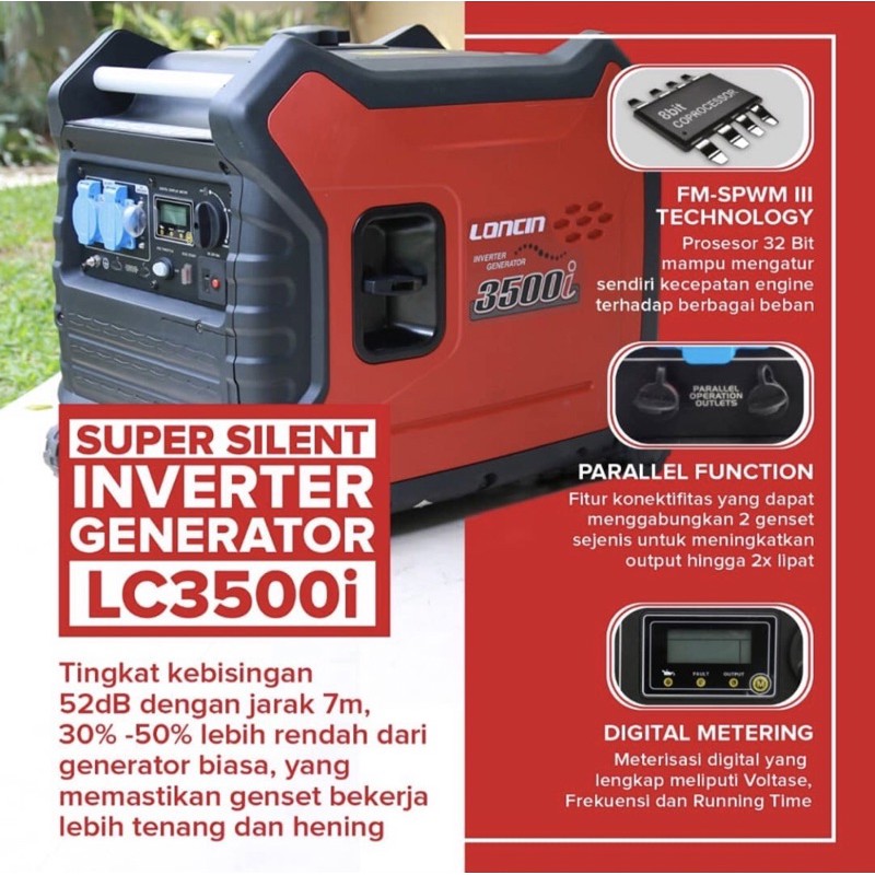 Mesin Lampu Genset Silent Inverter Loncin LC 3500 I 3300 Watt Generator Bensin