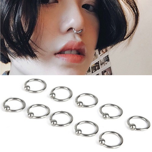 2 Pcs Perhiasan Tindik Tubuh Cincin Untuk Tragus Tulang Lunak Hidung Bola Polos Stainless Steel