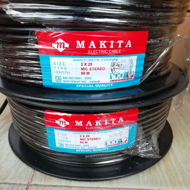 KABEL MIC STEREO MAKITA 2x20 HITAM 80M TEMBAGA