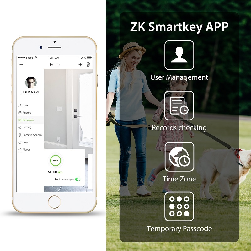 ZKTeco Kunci Pintu Rumah  AL20B kunci pintar APP koneksi Bluetooth kata sandi