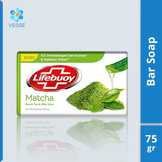 Lifebuoy Antibacterial Soap Matcha, Green Tea, and Aloe - 75gr (Sabun Mandi Batang Antiseptik)