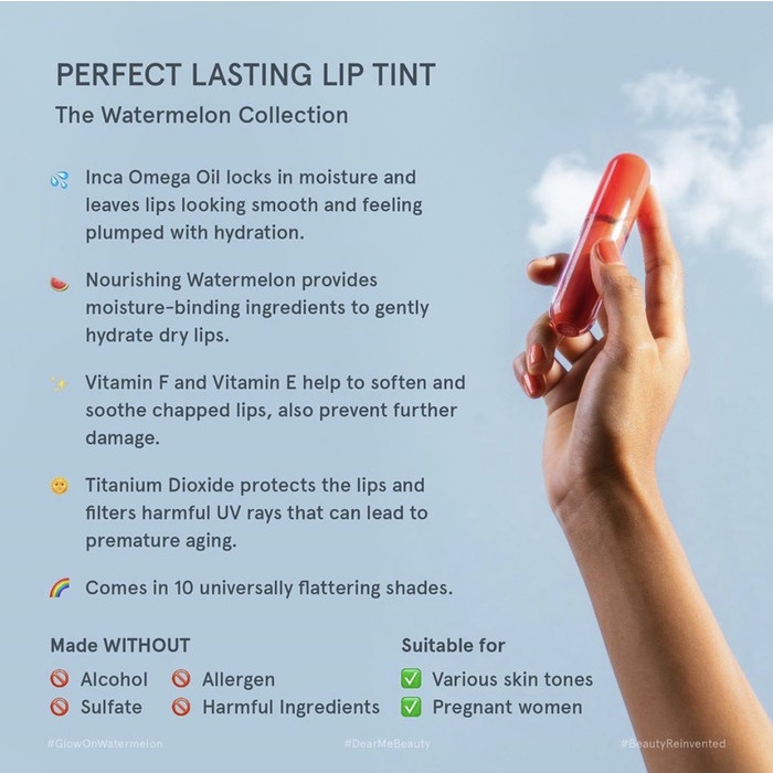 e0f04r Dear Me Beauty Perfect Lasting Lip Tint Original | Watermelon Edition - Paula Sf20Ds