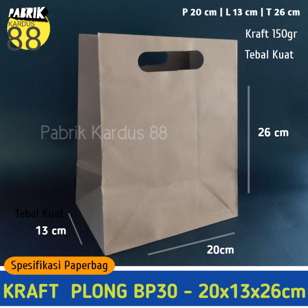 

ISI 12 BIJI paper bag kraft plong 20x13x26 bp30 | tas kertas | paperbag polos