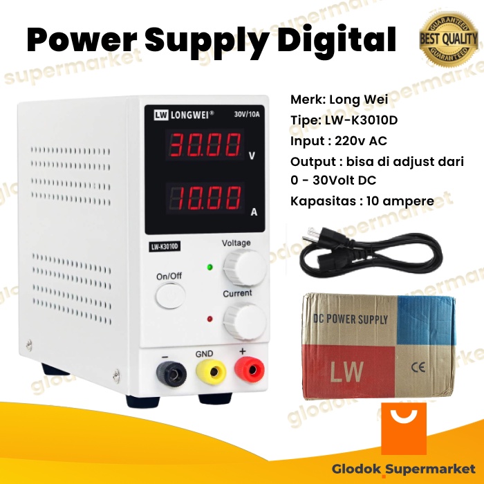 Power Supply Digital Long Wei DC 30v 10a LW-K3010D Adjustable 30 Volt 10 Ampere