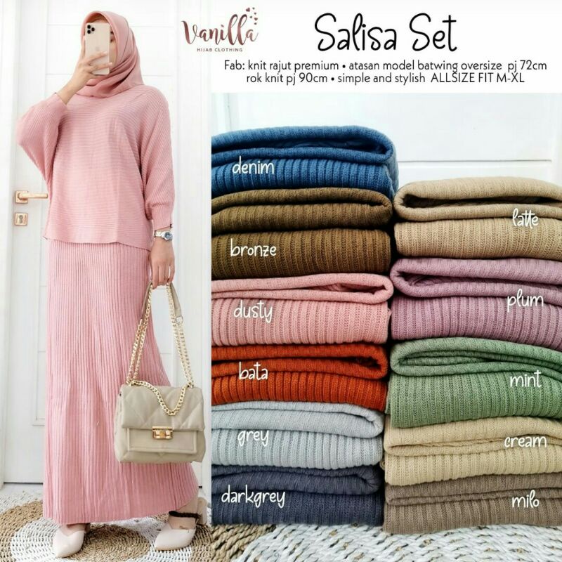 SALISA Set Rajut (top &amp; rok) II Vanilla