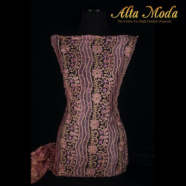 

Alta Moda Brokat Prada Bunga Renda Pola Hoki Pink Purple