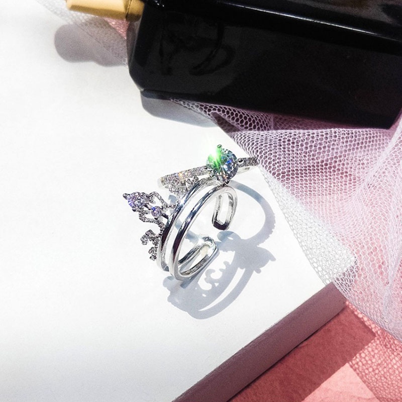 Cincin Bentuk Mahkota Gaya Korea Adjustable Untuk Pasangan