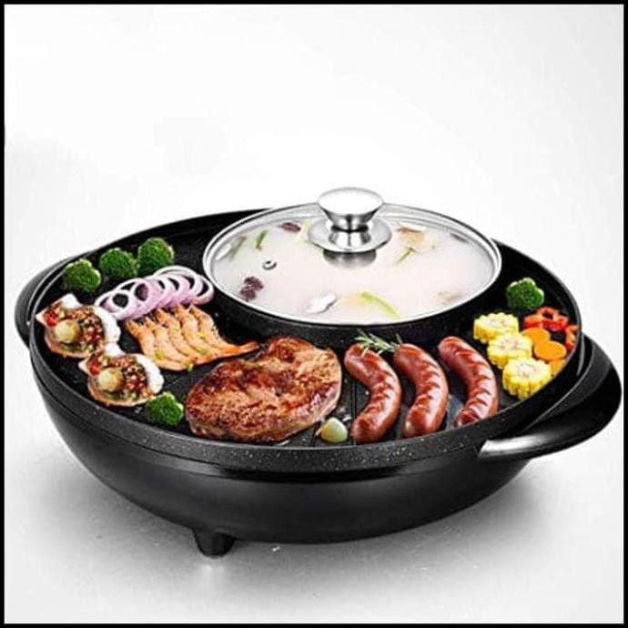 Panci Hotpot Bbq 2 In 1 Elektrik Shabu Steambot Suki Grill Listrik Set Grocer01 Kualitas Baik