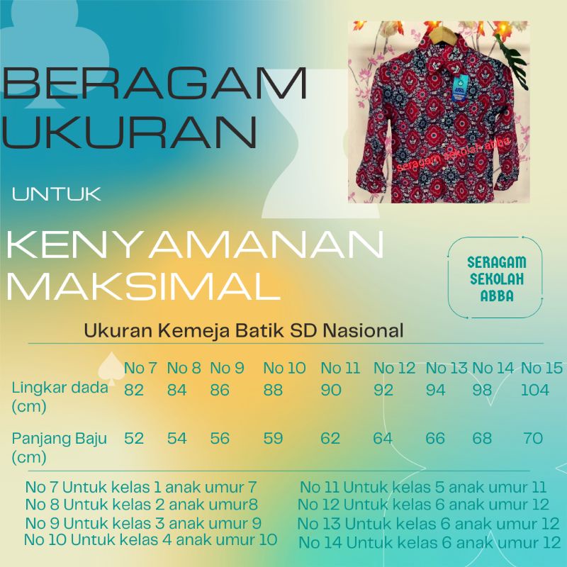 Batik SD Nasional Merah Lengan panjang Putra Putri