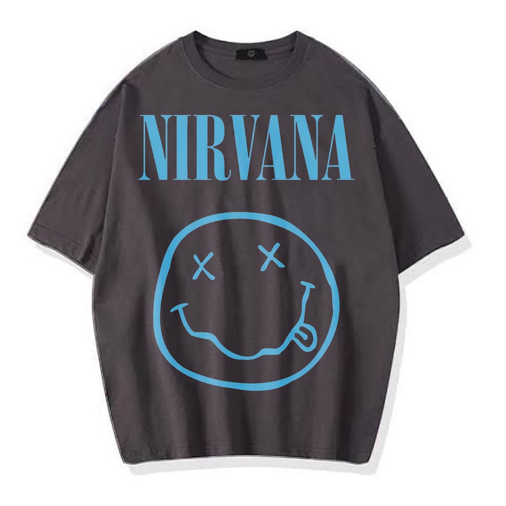 KAOS OVERSIZE BAND NIRVANA VINTAGE TEE ( DARK GREY T-SHIRT )