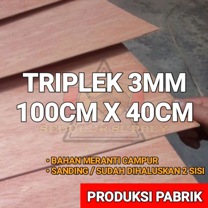 PAPAN KAYU TRIPLEK / MULTIPLEK 3MM MERANTI CAMPUR UKURAN 100 x 40 cm / Triplek Tipis