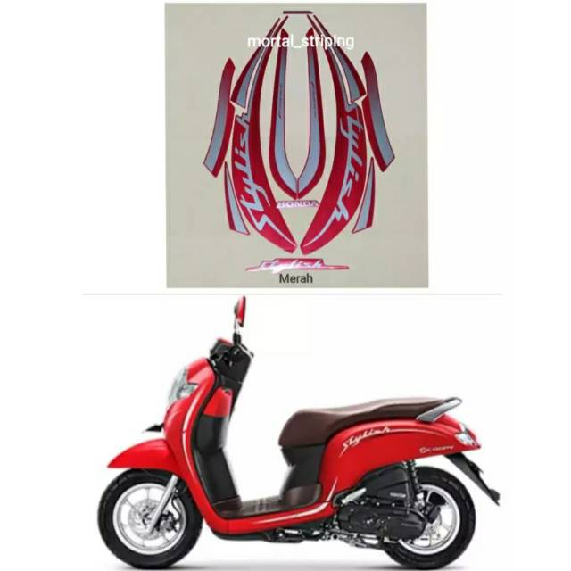 Stiker Striping Les Lis Bodi Honda Scoopy Fi New 2019 2020 Warna Merah Dof Standar Shopee Indonesia