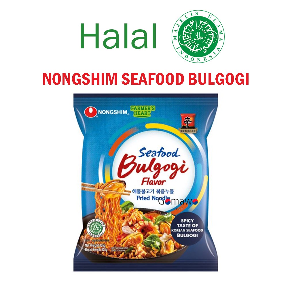 

MIE INSTAN NONGSHIM SEAFOOD BULGOGI FLAVOR FRIED NOODLE HALAL MUI