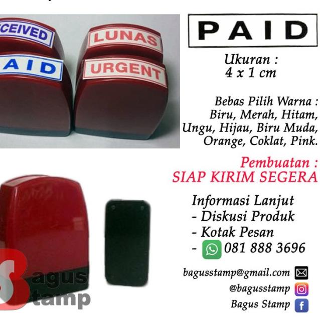 

▲ Stempel PAID Warna Otomatis Flash - Merah ✫