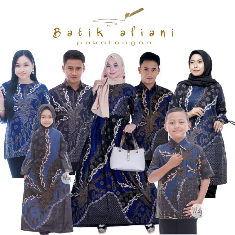 BISA PISAH Baju Batik Couple Keluarga Terbaru Sania Ruffle Ori Ndoro Jowi Dnt Motif Murai navy