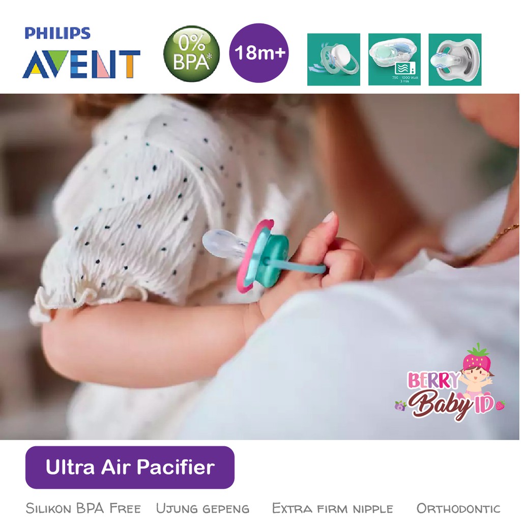 Philips Avent 2 Pcs Baby Ultra Deco Air Soother Empeng Dot Bayi 18m+ Berry Mart