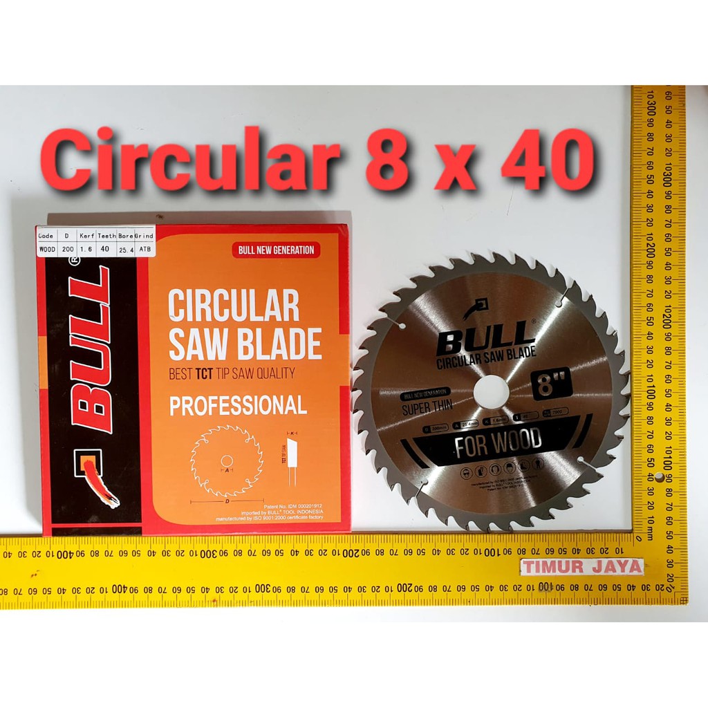 Bull circular saw blade super thin 8”x40Tx1.6mmx25mm BLCS08-040