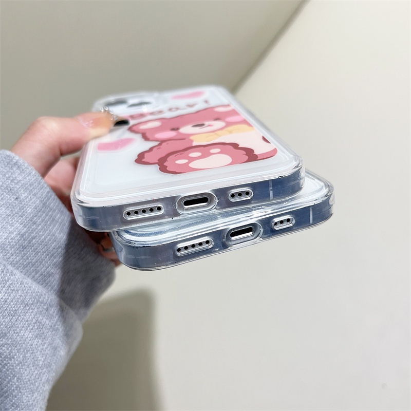 Soft Case Transparan Motif Kartun Beruang Dan Kelinci Untuk iphone 11 12 13 pro max x xs xr xsmax 7 8 plus