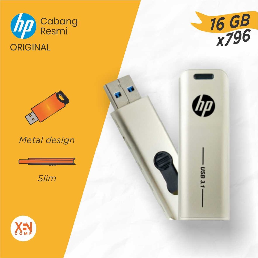 Flashdisk HP X796 16GB / 32GB / 64GB USB 3.1 Original
