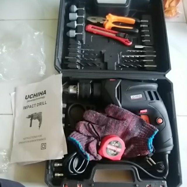 Mesin Impact Drill 13mm Mesin Bor Beton Tembok Besi Kayu Dll Bonos Mata Bor Mini 1 Set Harga Promo