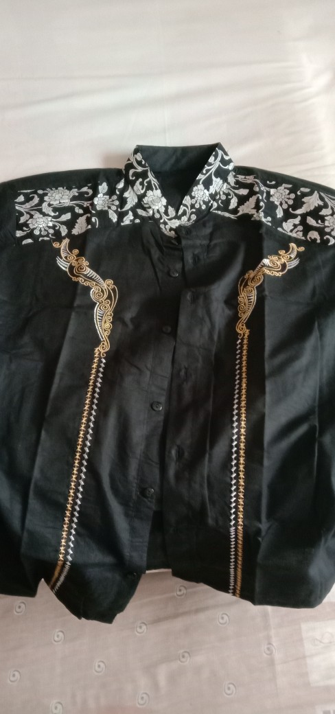 Termurah Kemeja Koko Batik Fashion Muslim Kombinasi Batik Lengan Pendek C07 Al Haramain Hijau M/l/xl