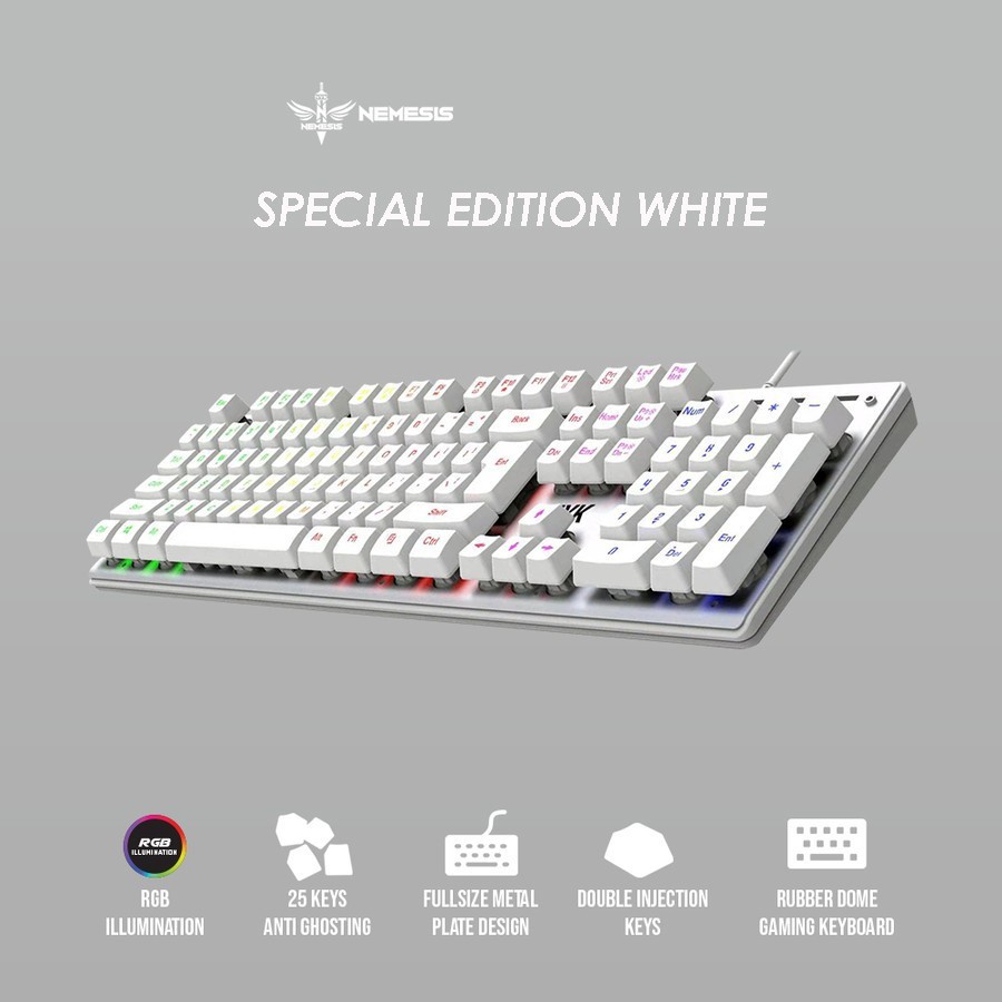 NYK KR301 / KR-301 Skylight White RGB Gaming Keyboard