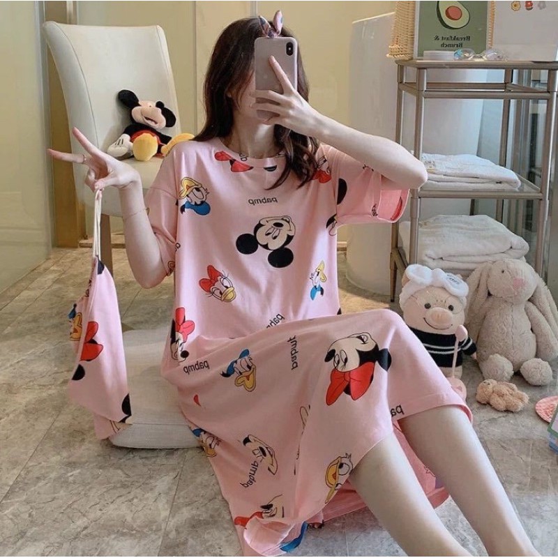 BAJU TIDUR/ PIYAMA IMPORT MICKEY MOUSE/ DASTER MICKEY MOUSE WANITA (FREE KANTONG AJAIB)