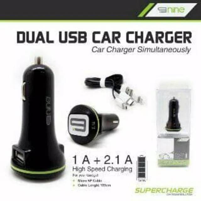 Charger Mobil nine Dual Usb 2a 1a