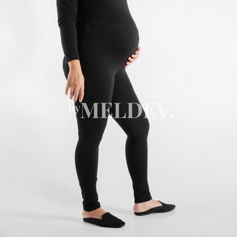 Bymeldev Premium Legging Basic Hitam Nonbumil Bumil Allsize &amp; Jumbo