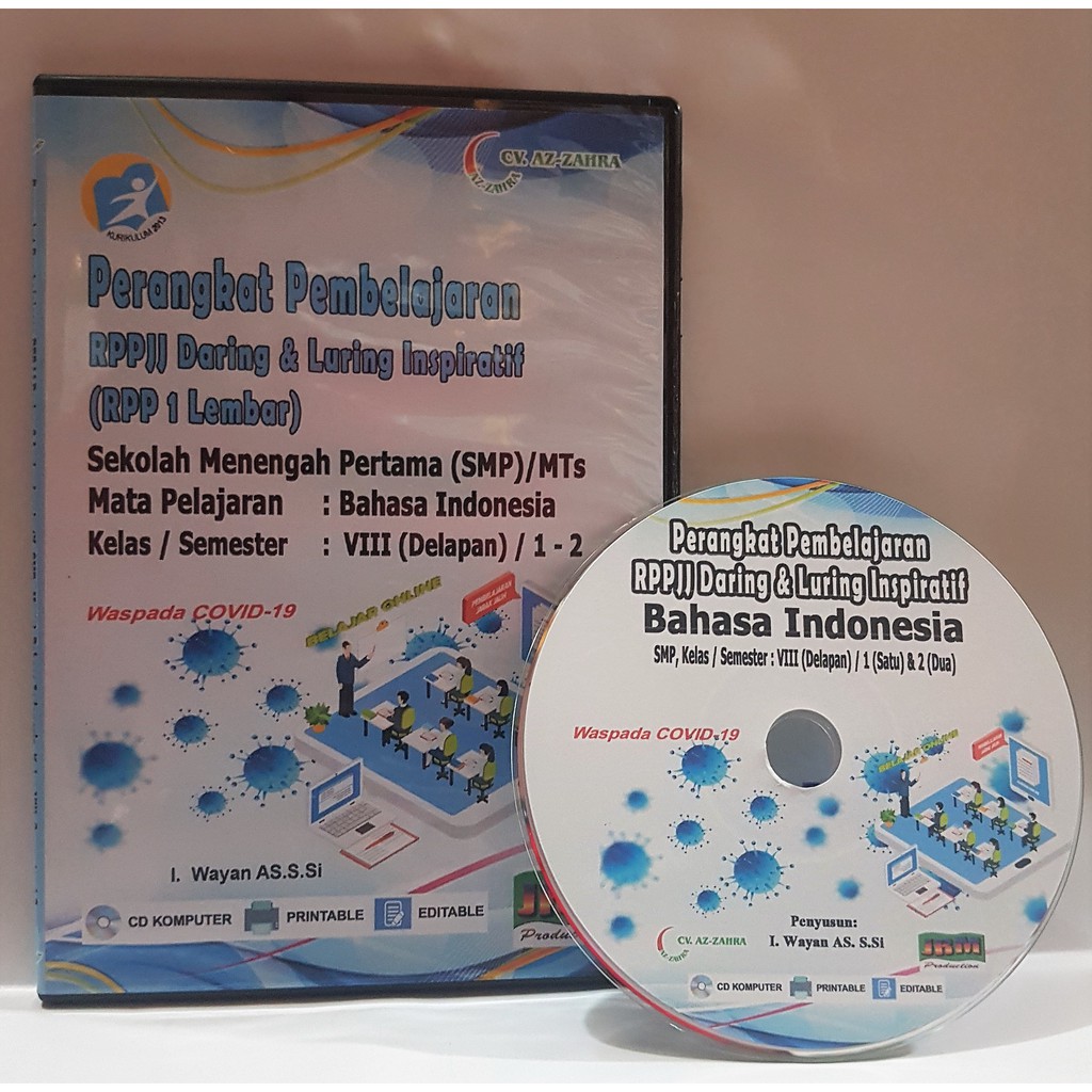 RPP 1 LEMBAR PJJ DARING MAPEL BAHASA INDONESIA KELAS 7-VI 8-VIII 9-IX SEMESTER 1&2 K-13 REVISI 2020