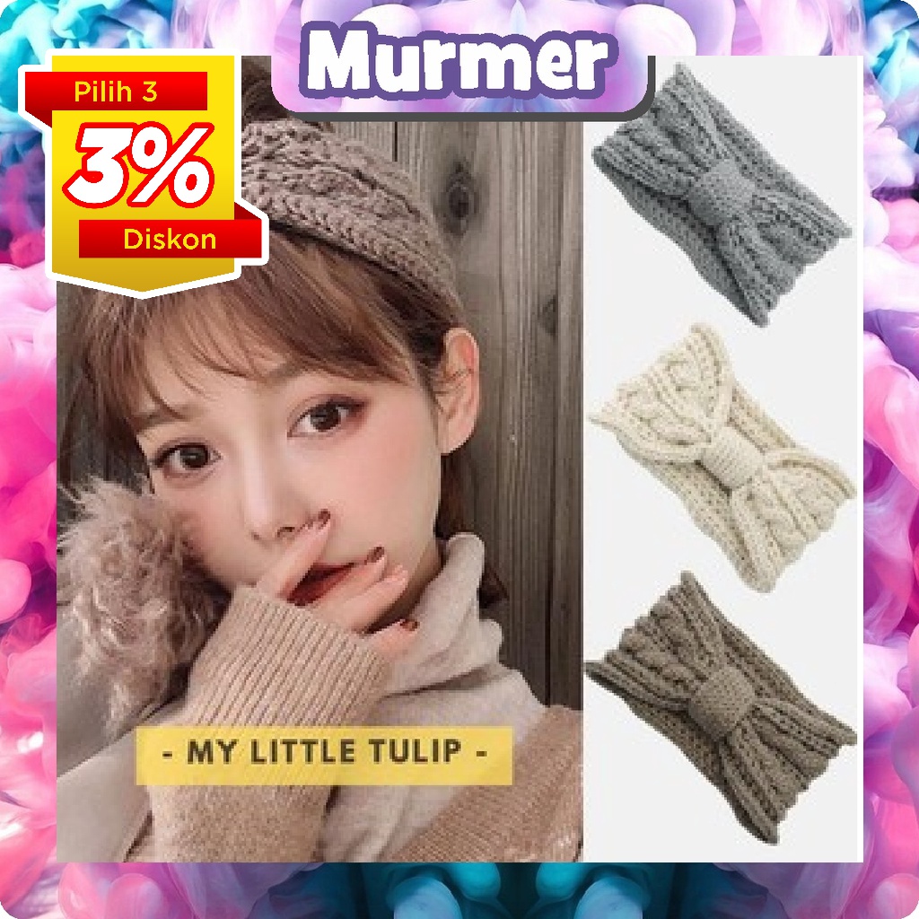 Murmerofficial Bando Headband Rajut Wool Pita / Head Band Cantik Korea / Bando Rajut Lebar Cewek R212