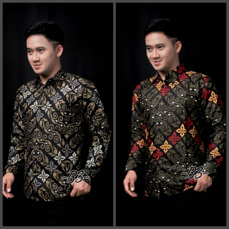 Kemeja batik lengan panjang size m l xl xxl