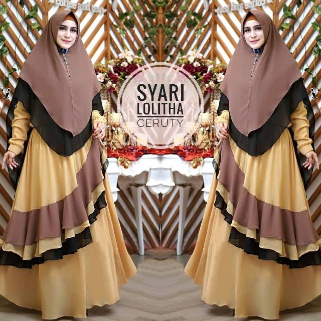 SALEE  Syari Lolitha 5 warna yg Cantikkk set khimar