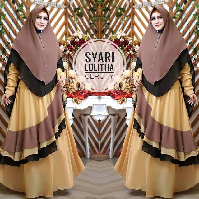 SALEE  Syari Lolitha 5 warna yg Cantikkk set khimar