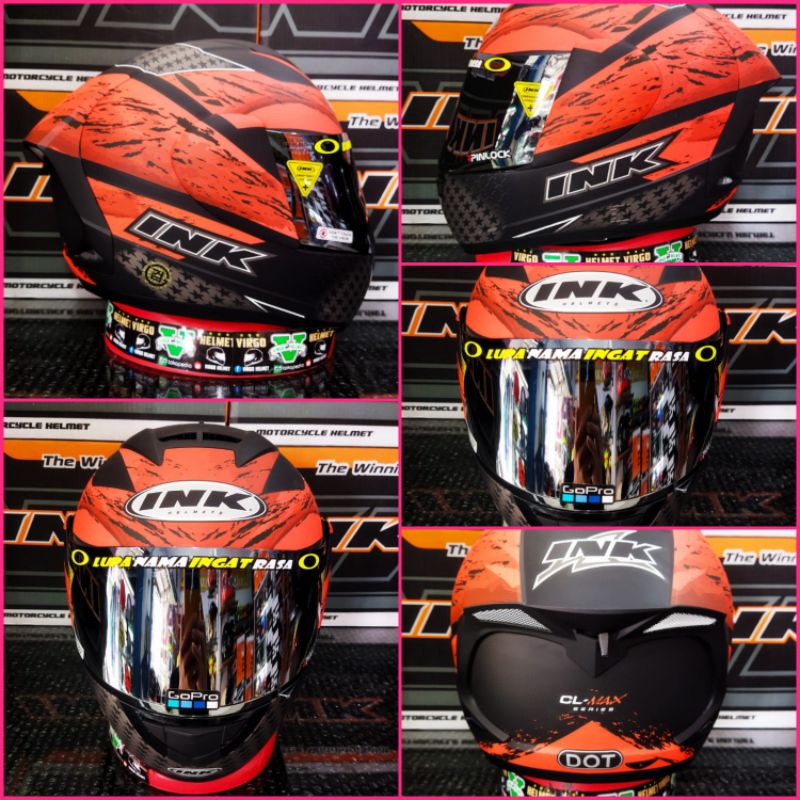 INK CL-MAX  MOTIF SERI 7 BLACK MATT RED FLUO NEW MOTIF+VISOR SILVER+STICKER INCLUDE VISOR ORIGINAL P
