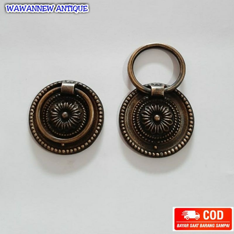 Handle / Tarikan Laci Lemari Jendela Kuningan Antik Motif Merry tanggung 5cm