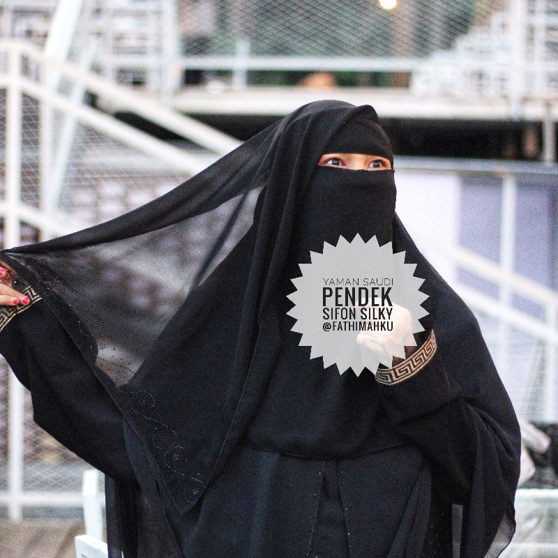 Niqab Yaman saudi Aurora Hitam/Niqab Yaman Pendek Sifon silky/Niqab Saudi Termurah